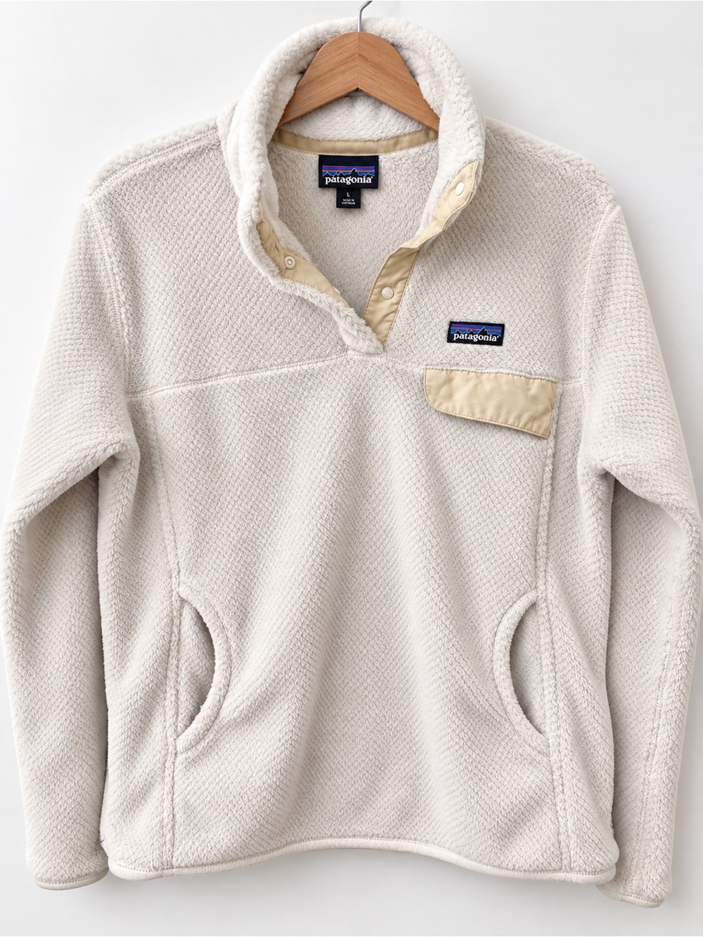 Patagonia Re-Tool Snap-T Fleece Pullover Cream Women’s L FA15